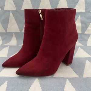 Just Fab deep red heeled boots (size 7)